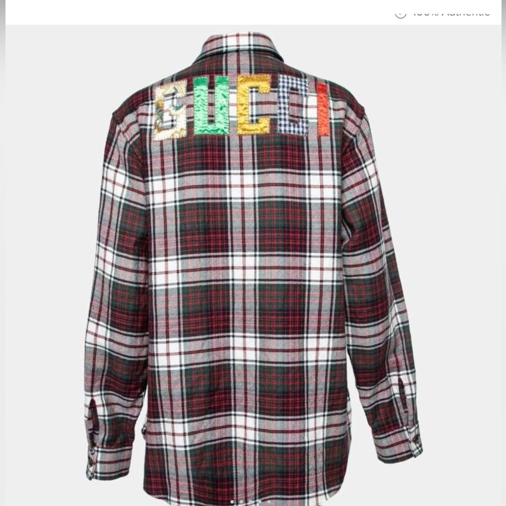 Gucci Men's Red and Green Plaid Button Down Shirt limited edition streetwear